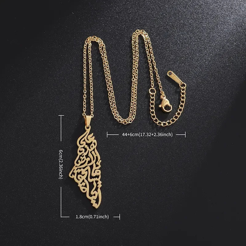 Palestine Map Pendant — Arabic Script